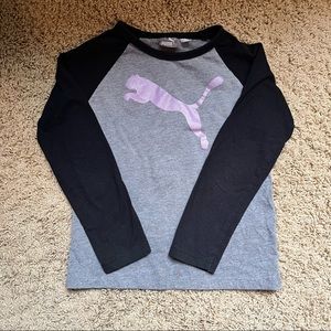 Puma Graphic Girls Long Sleeve Graphic Logo T-Shirt size 5-6 xs